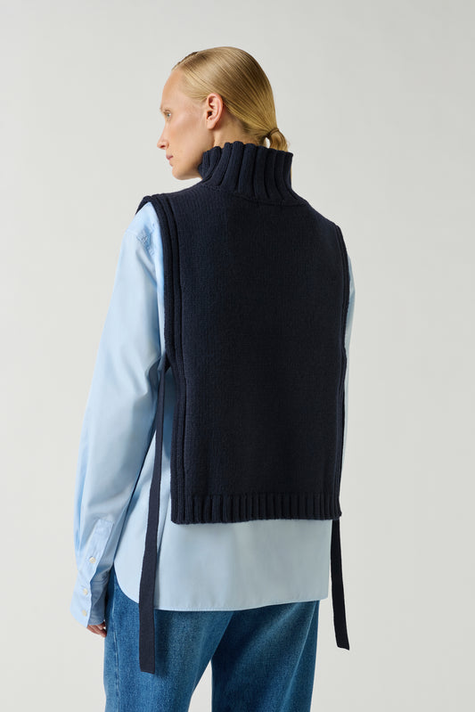 Pull Or - Navy - Laine - Femme